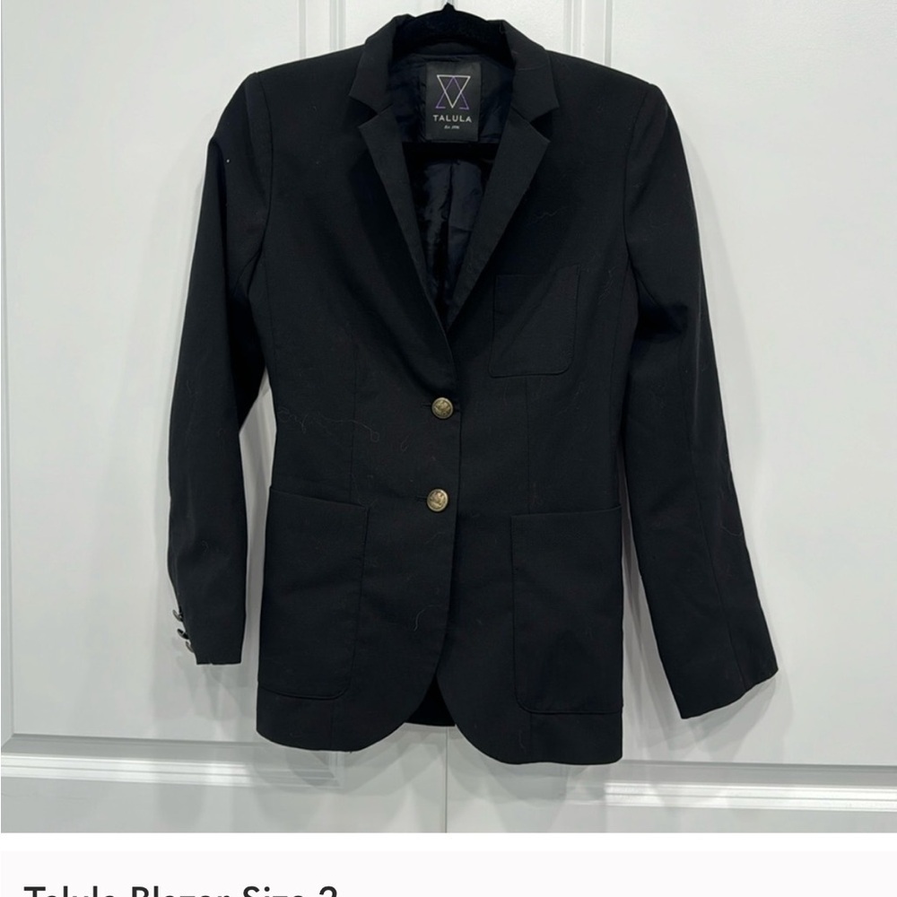Talula Aritzia Black Fitted Blazer Peplum Career Preppy Size 2 - Picture 2 of 8
